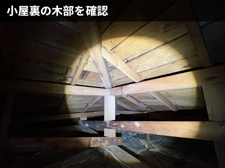 小屋裏の木部点検状況