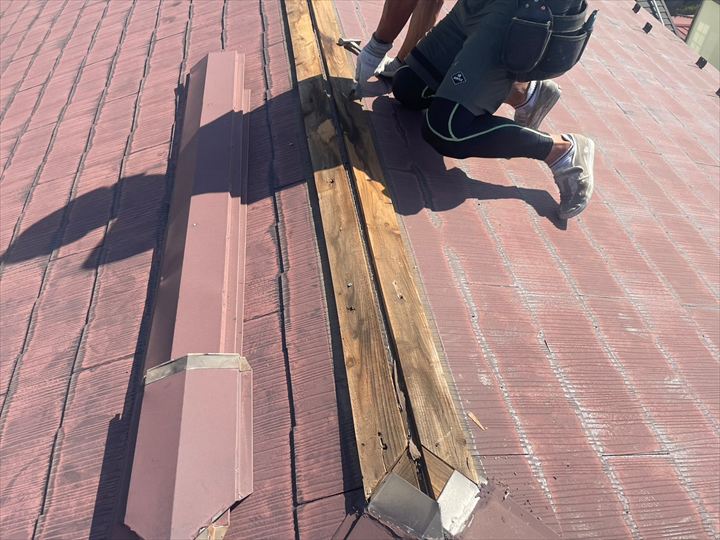 棟板金、貫板の撤去
