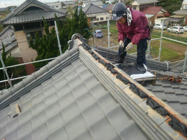 棟瓦の取り直し