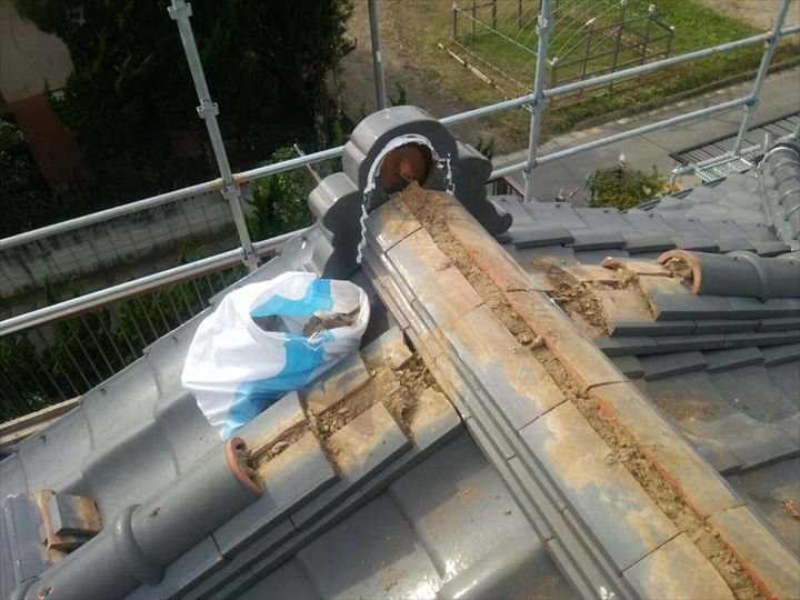 棟瓦の取り直し