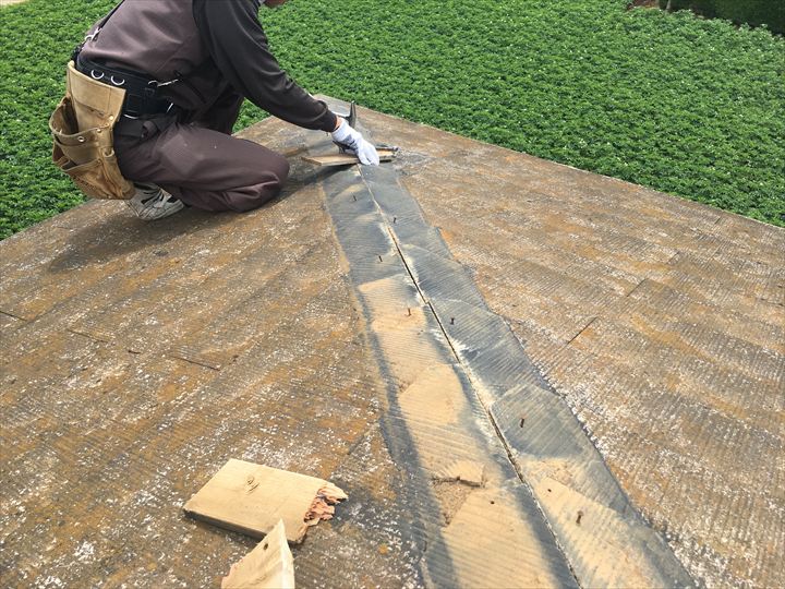 棟板金と貫板の撤去