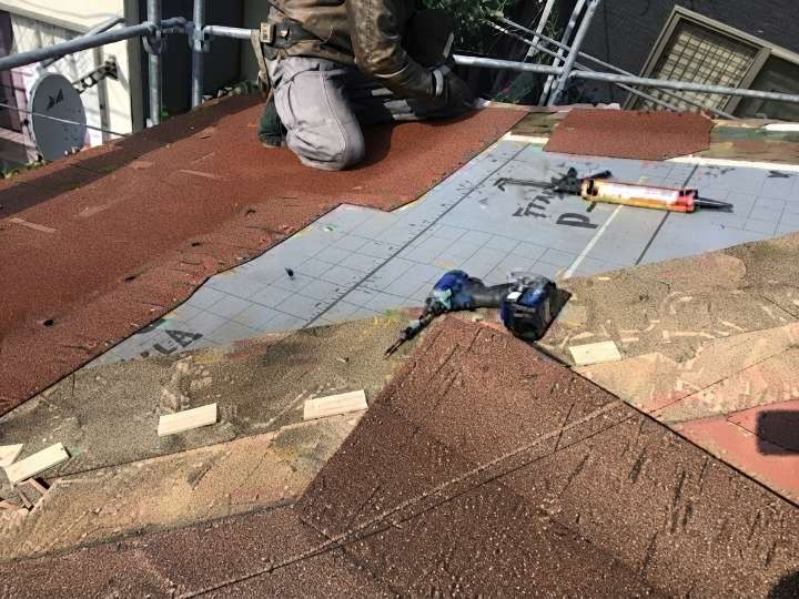 スレート葺き戻し作業
