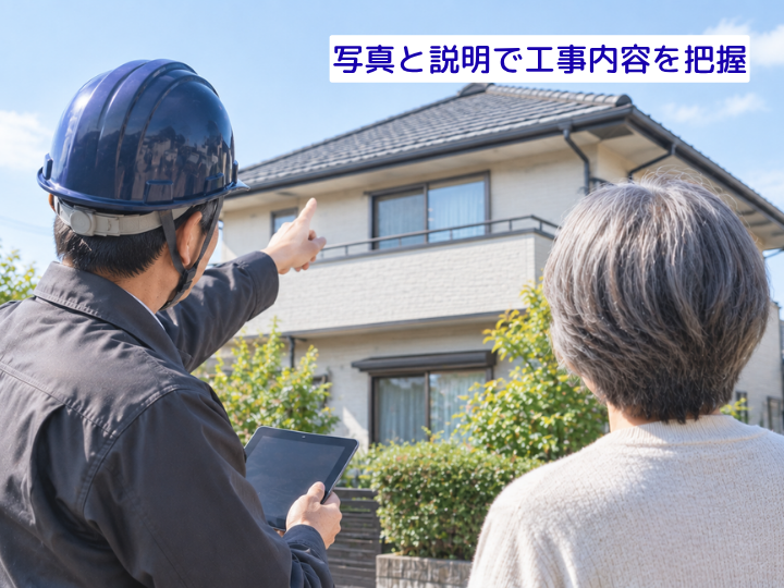 写真と説明で工事内容を把握