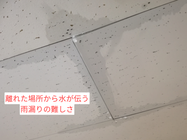 離れた場所から水が伝う 雨漏りの難しさ